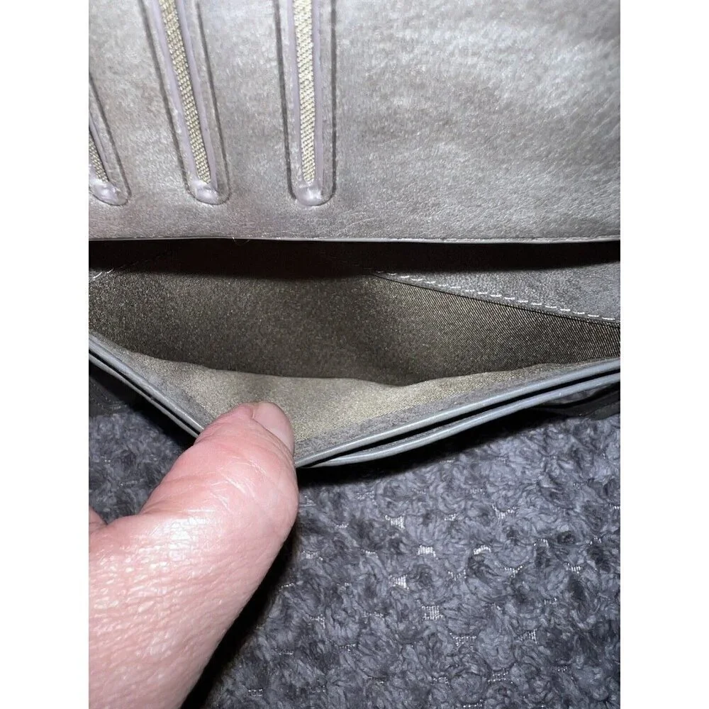 ROOTS Canada Gray Leather Bifold Checkbook Credit Card ID Slot Wallet